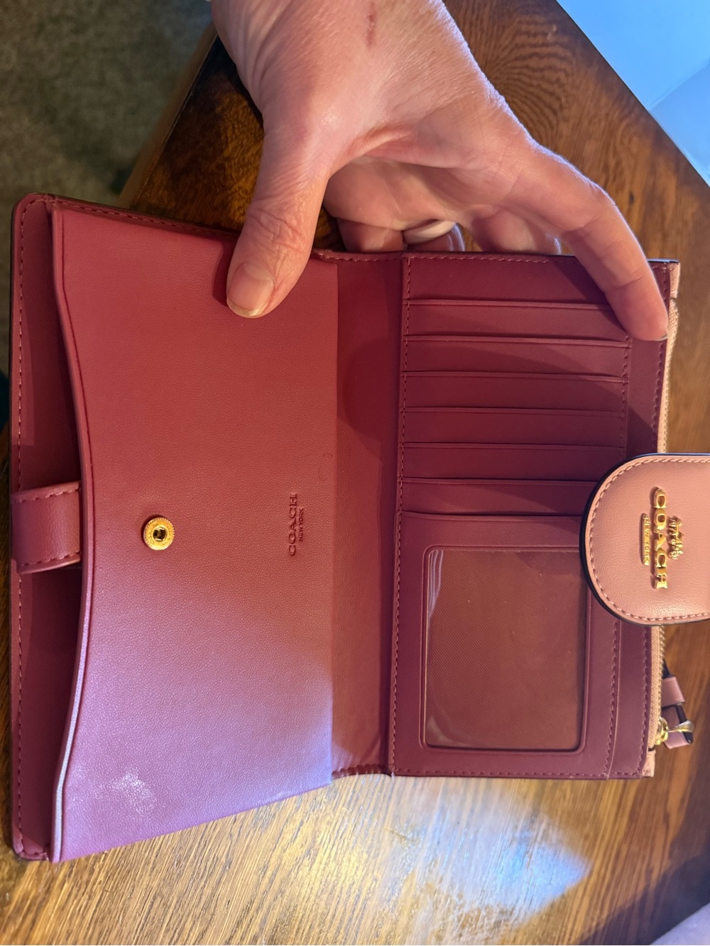 Coach Pink Leather Wristlet Clutch - Picture 2 of 5